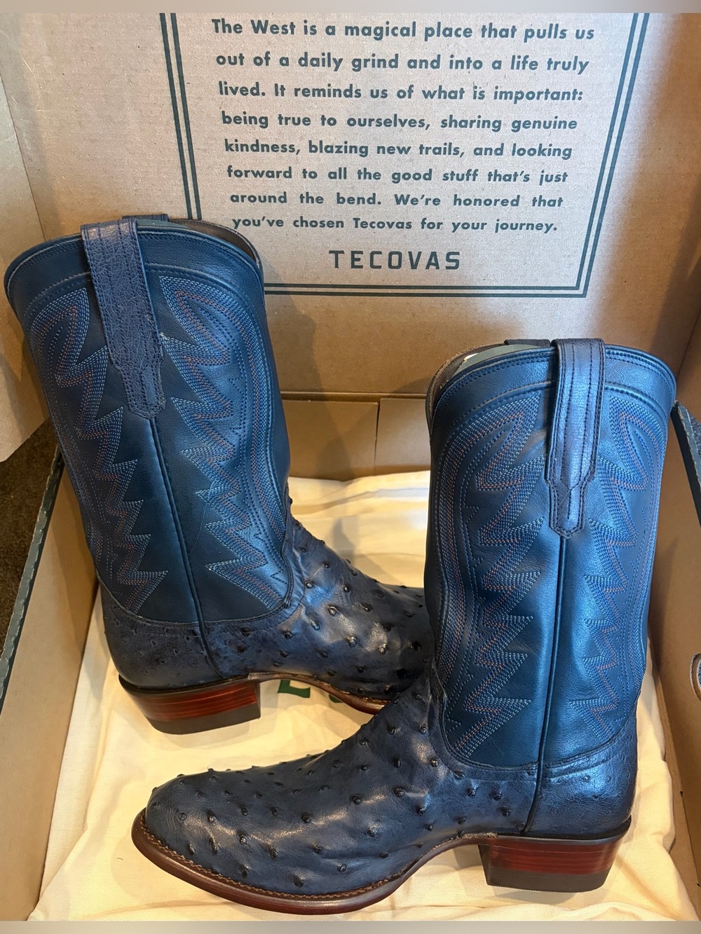 LIMITED RELEASE Tecovas Wyatt Arctic Blue Handmade Cowboy Boots - Picture 5 of 8